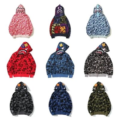 BAPE Shark Hoodie Full-Zip Camo Sweatshirt