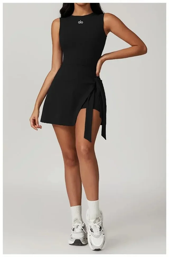 Alo Dresses Sleeveless tennis dress with tied wrap skirt product detail image 31