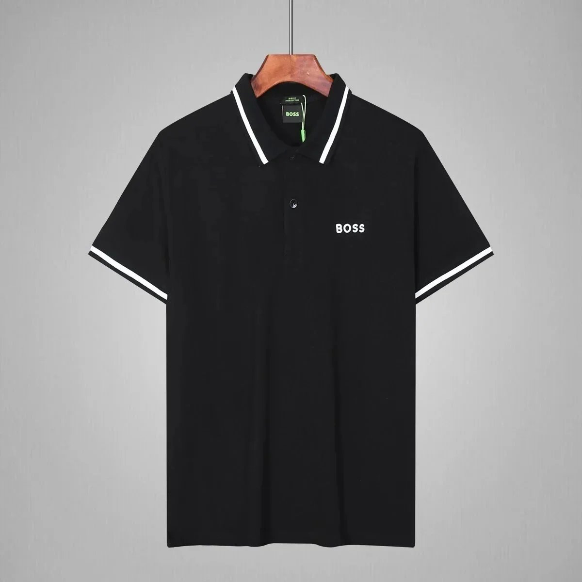 BOSS T-Shirts Short-Sleeve Polo Shirt with Contrast-Striped Collar and Placket — 8