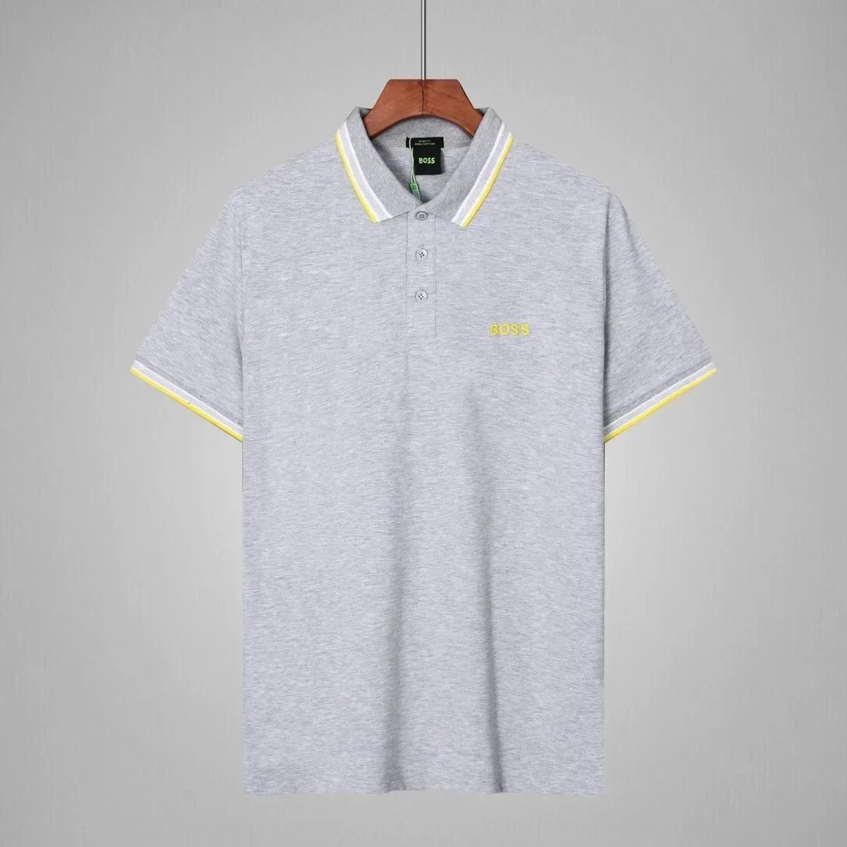 BOSS T-Shirts Short-Sleeve Polo Shirt with Contrast-Striped Collar and Placket — 19
