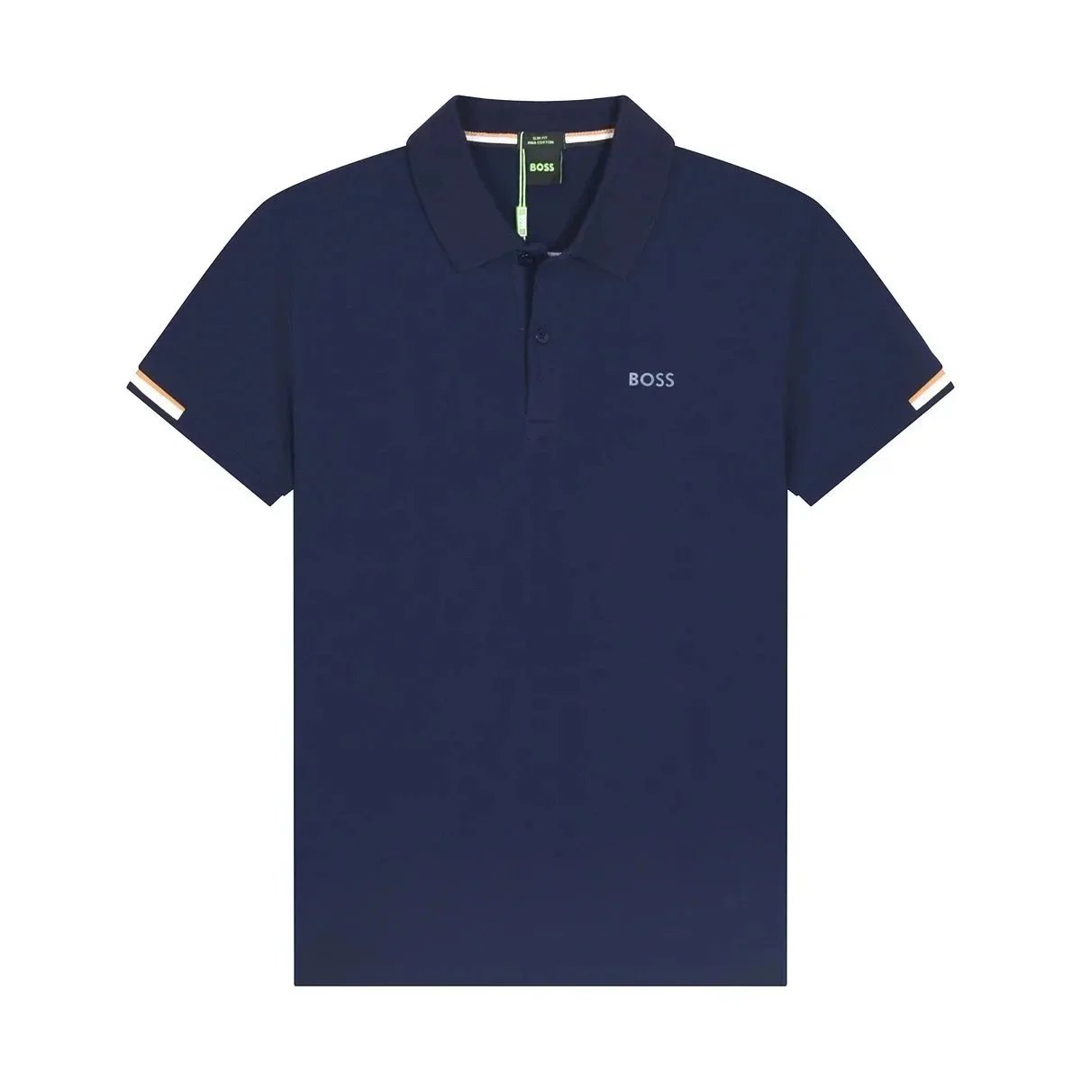 BOSS T-Shirts Short-Sleeve Polo Shirt with Contrast-Striped Collar and Placket — 11