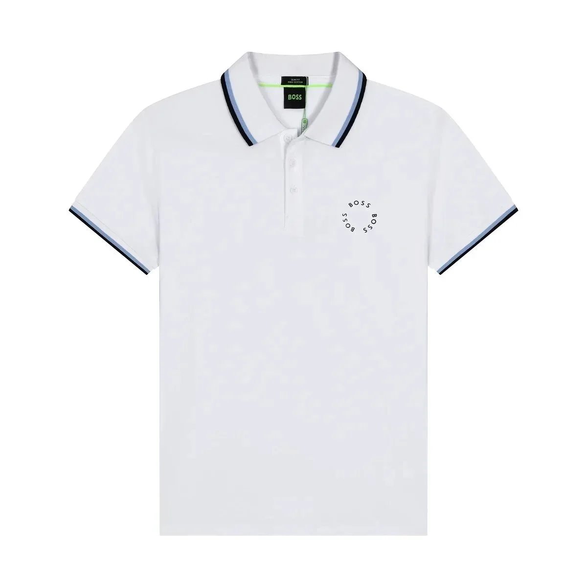 BOSS T-Shirts Short-Sleeve Polo Shirt with Contrast-Striped Collar and Placket — 30