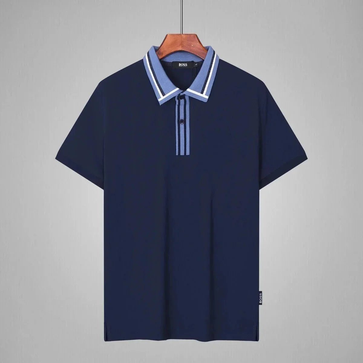 BOSS T-Shirts Short-Sleeve Polo Shirt with Contrast-Striped Collar and Placket — 2