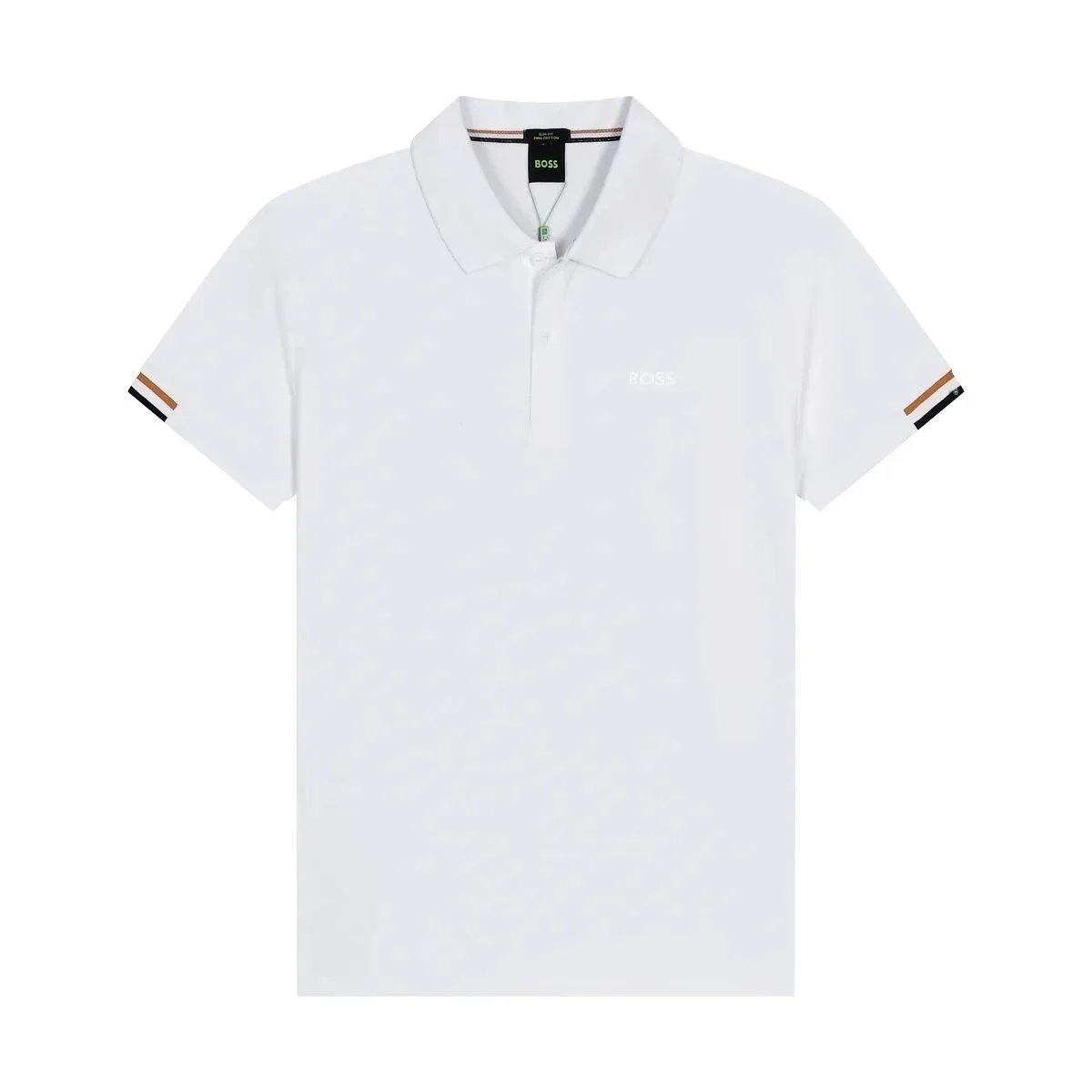 BOSS T-Shirts Short-Sleeve Polo Shirt with Contrast-Striped Collar and Placket — 13
