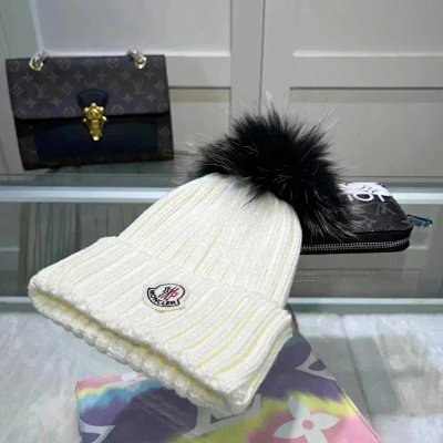 Moncler Maya Ribbed Knit Beanie with Fur Pom-Pom [39 styles]