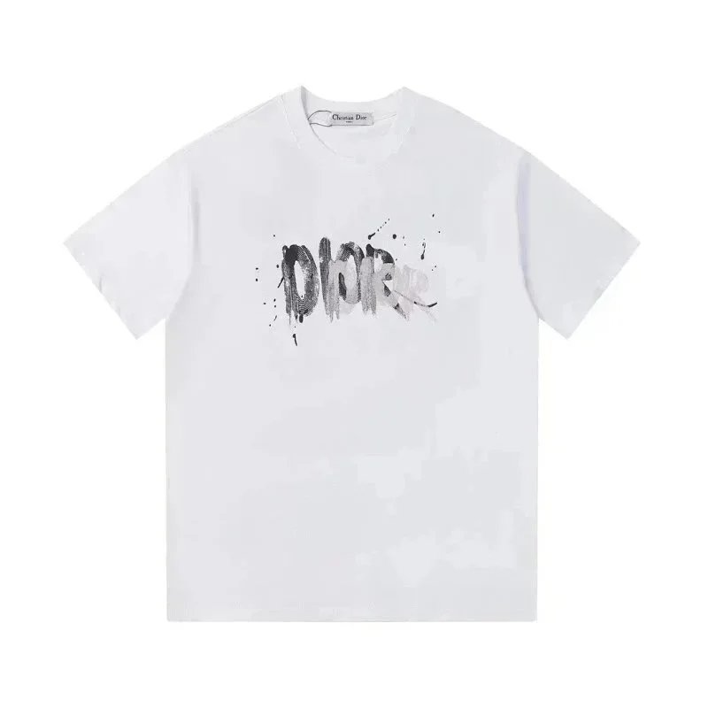 Dior T-Shirts Short-Sleeve Logo Graphic — 36