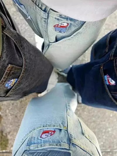 Denim Jeans with Embroidered Cartoon Patch Detail [20 styles]