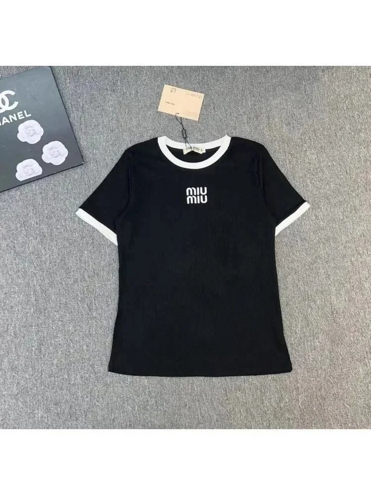 Miu T-Shirts Short-Sleeve Logo Ringer T-Shirt image 6