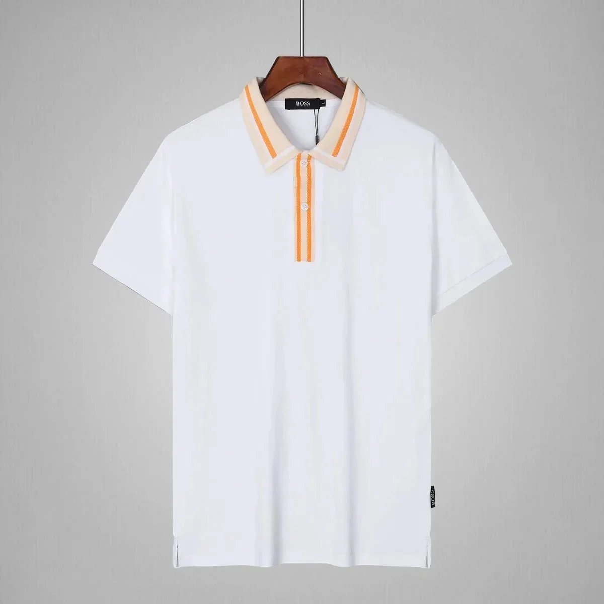 BOSS T-Shirts Short-Sleeve Polo Shirt with Contrast-Striped Collar and Placket — 3