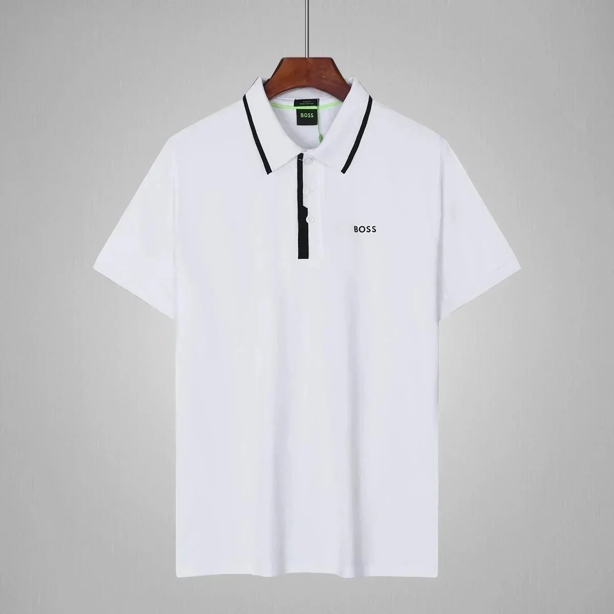 BOSS T-Shirts Short-Sleeve Polo Shirt with Contrast-Striped Collar and Placket — 6