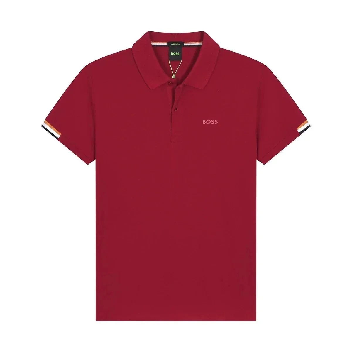 BOSS T-Shirts Short-Sleeve Polo Shirt with Contrast-Striped Collar and Placket — 14