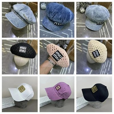 Miu Miu Logo-Embellished Caps [40 styles]