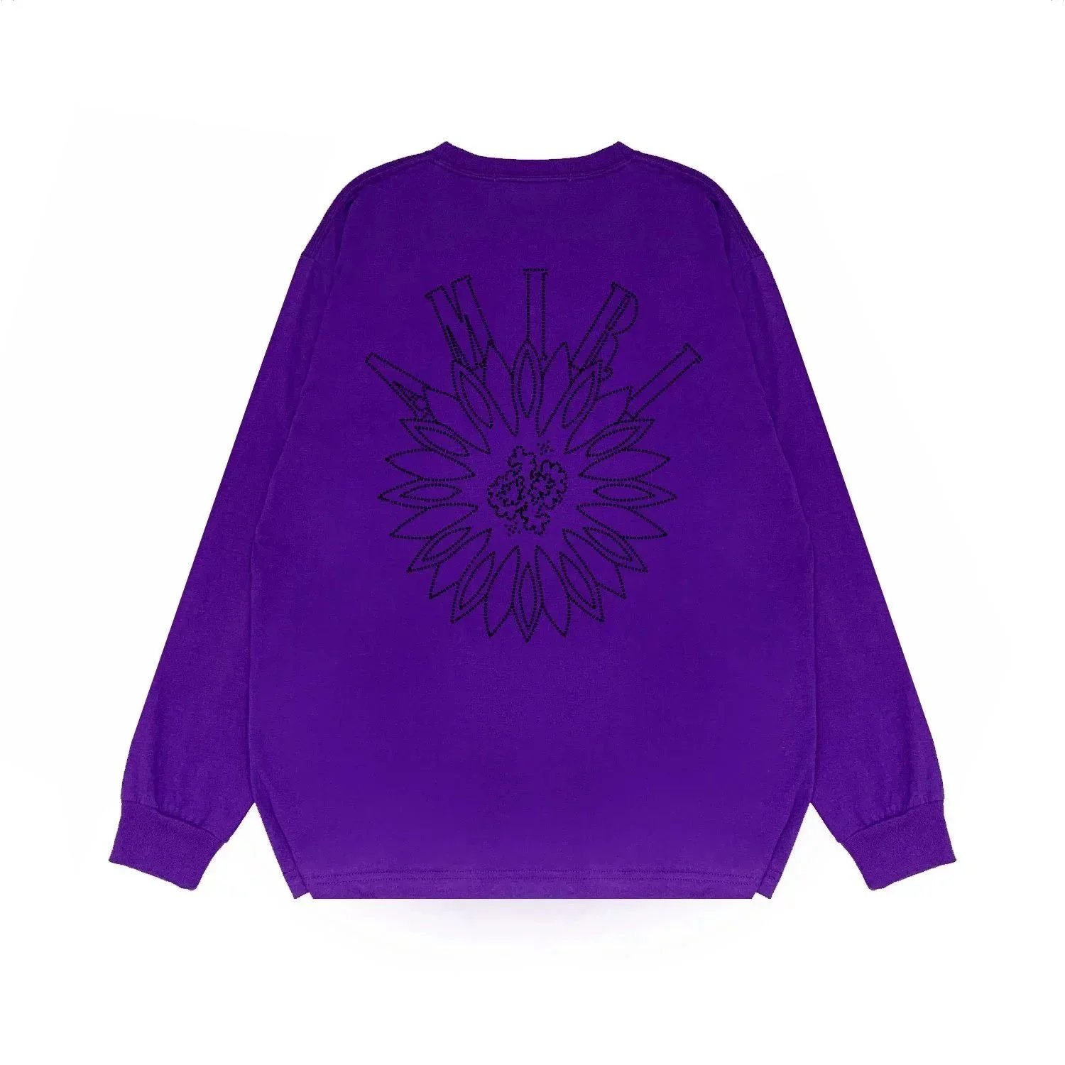 Purple Floral Embroidered Long-Sleeve T-Shirt [9 styles]