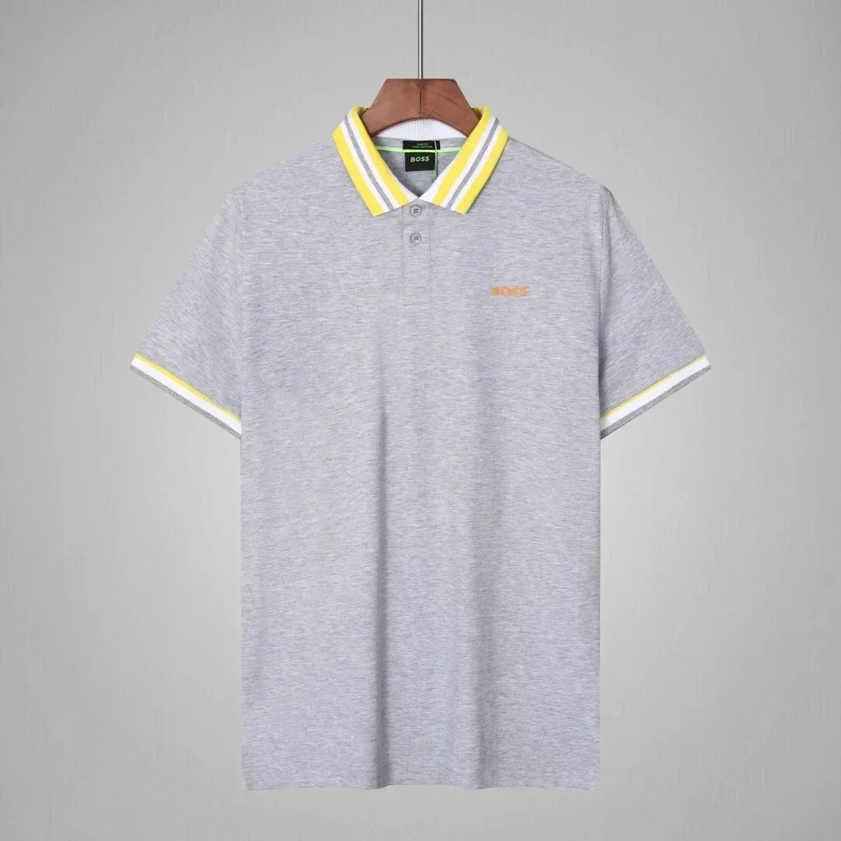 BOSS T-Shirts Short-Sleeve Polo Shirt with Contrast-Striped Collar and Placket — 22