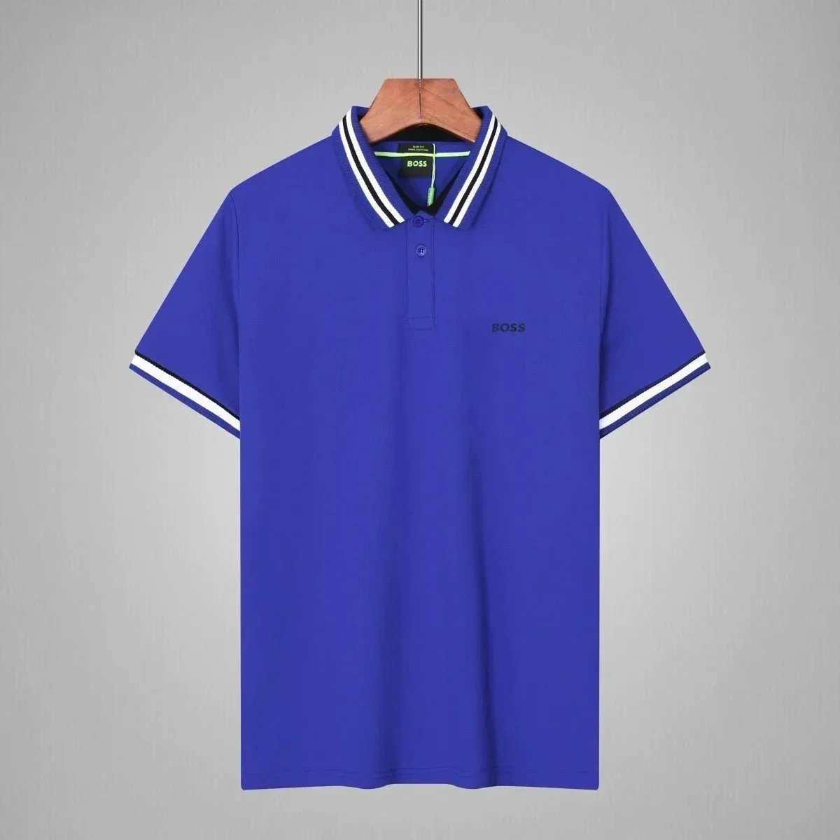 BOSS T-Shirts Short-Sleeve Polo Shirt with Contrast-Striped Collar and Placket — 23