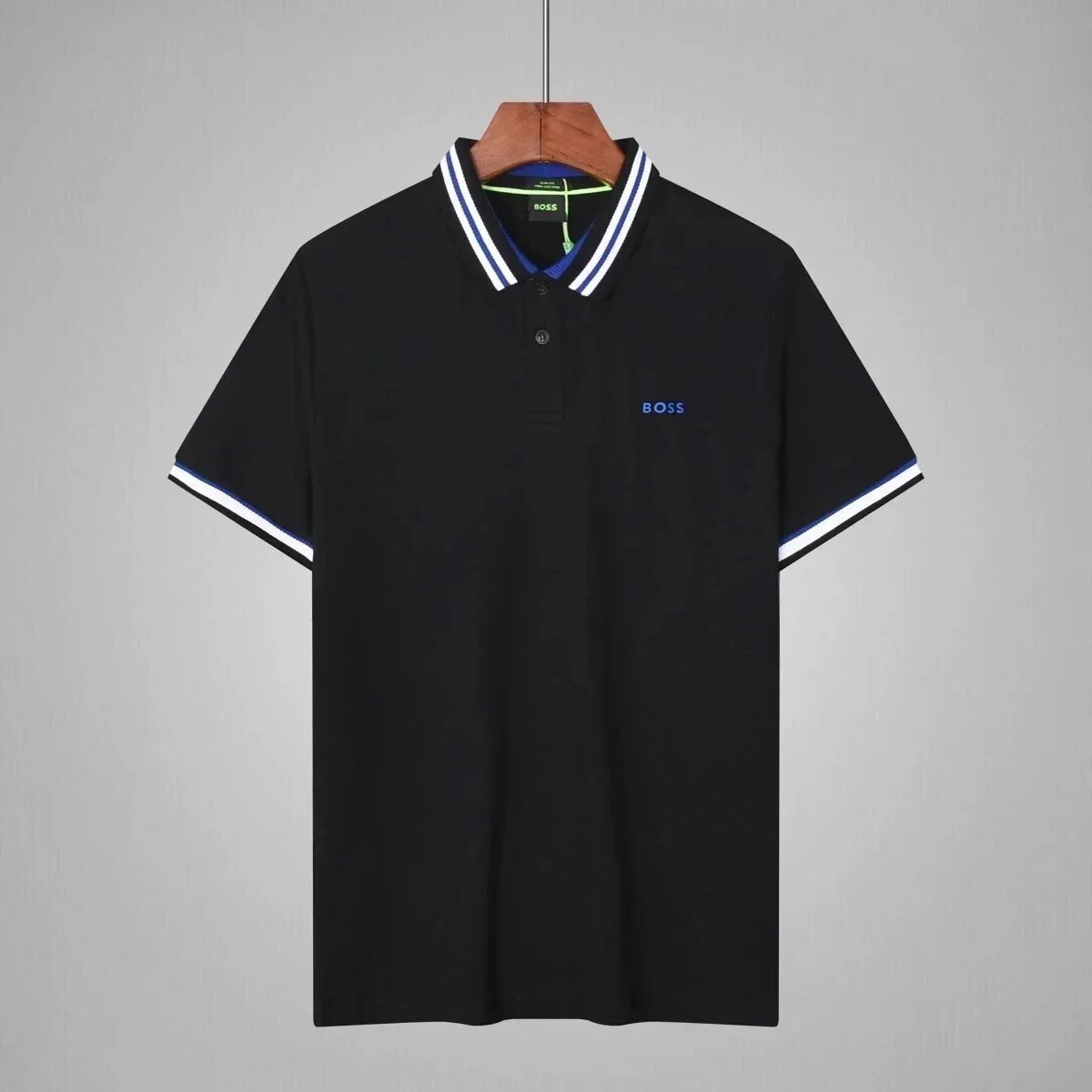 BOSS T-Shirts Short-Sleeve Polo Shirt with Contrast-Striped Collar and Placket — 24
