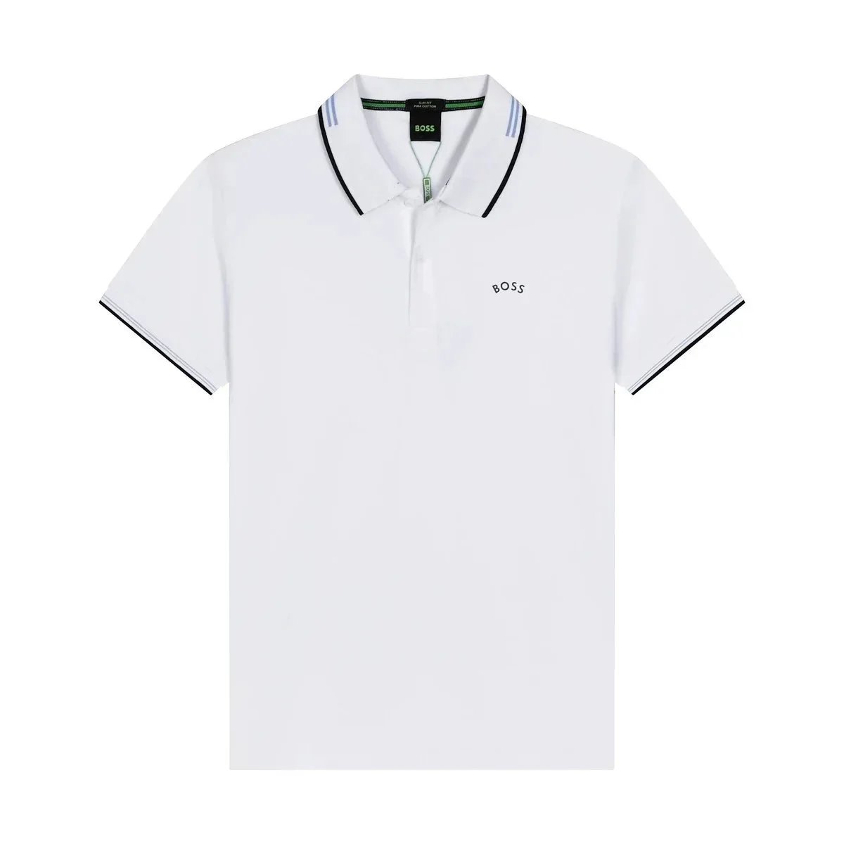BOSS T-Shirts Short-Sleeve Polo Shirt with Contrast-Striped Collar and Placket — 27