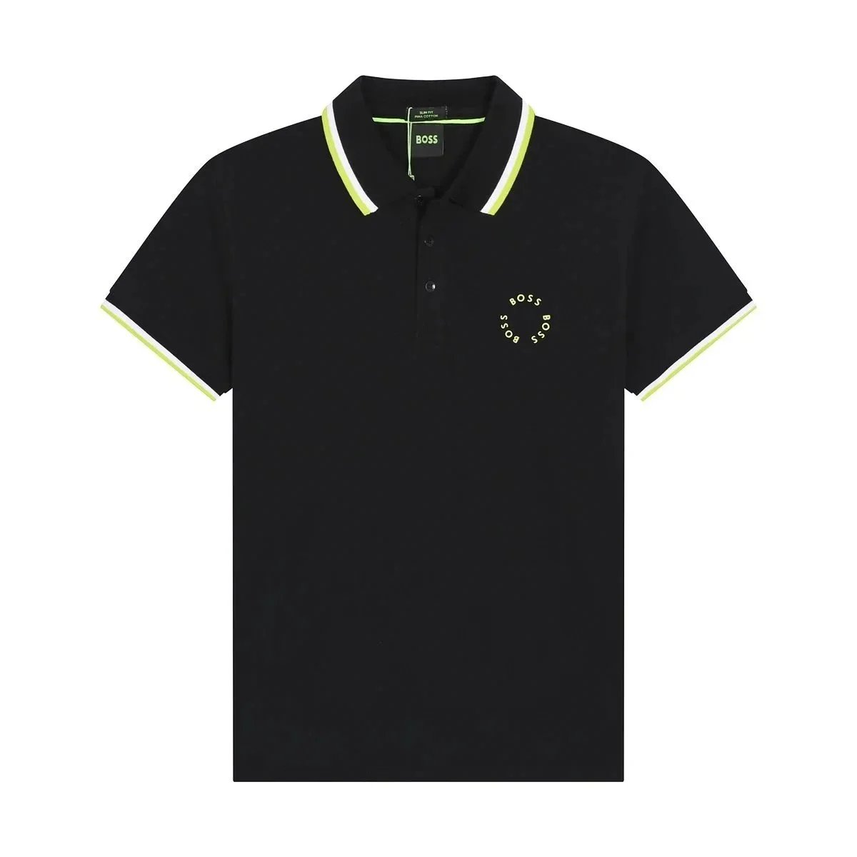 BOSS T-Shirts Short-Sleeve Polo Shirt with Contrast-Striped Collar and Placket — 32