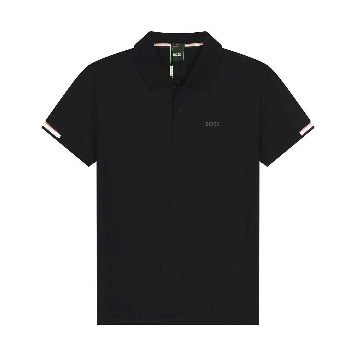 BOSS T-Shirts Short-Sleeve Polo Shirt with Contrast-Striped Collar and Placket — 12