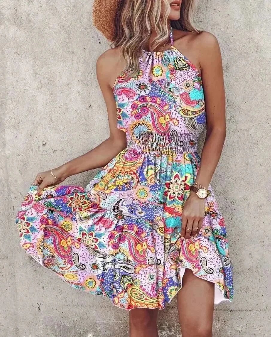 Unbranded Dresses Halter Neck Printed Swing Dress — 20