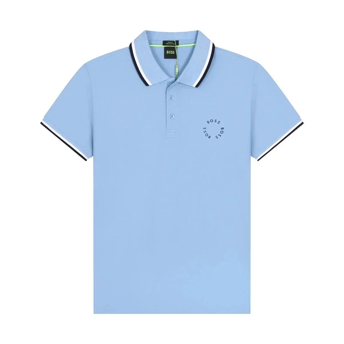 BOSS T-Shirts Short-Sleeve Polo Shirt with Contrast-Striped Collar and Placket — 31