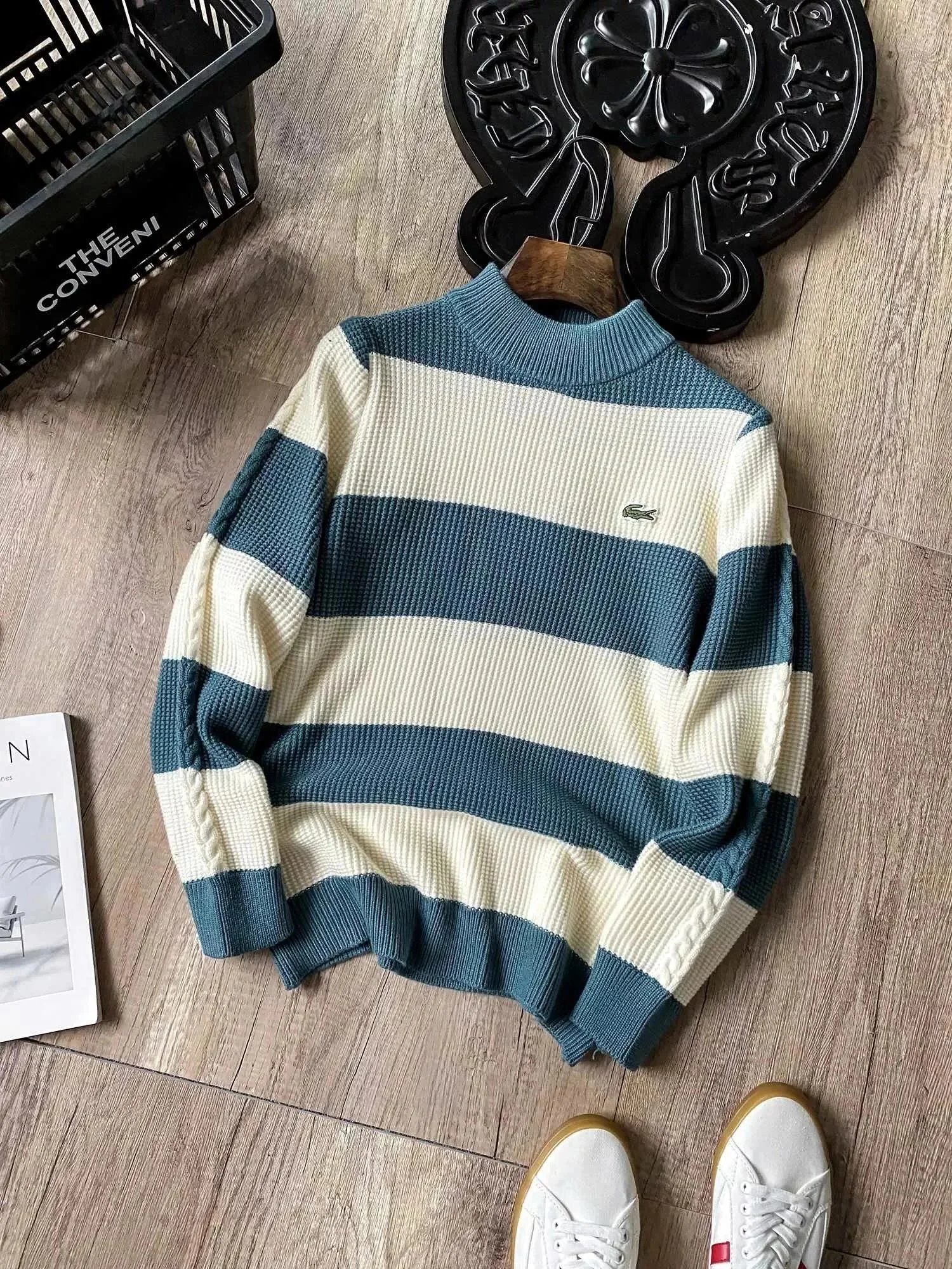 Lacoste Knitwear Crewneck crocodile-logo sweater — 34