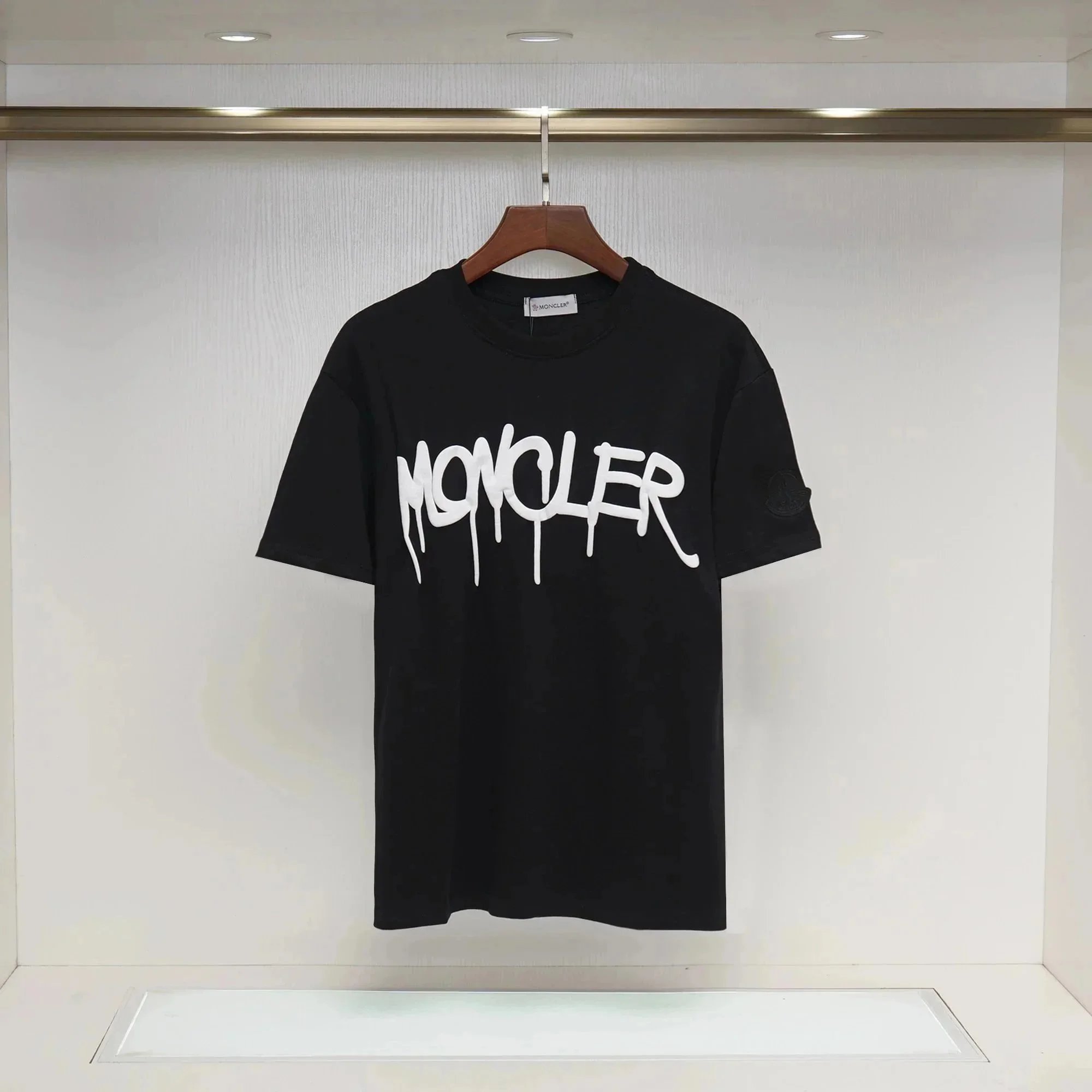 Moncler T-Shirts Graffiti Logo Print — Black