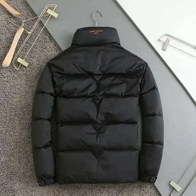 Luck Victory Down Jackets Quilted stand-collar puffer jacket with contrast monogram trim product detail image 4