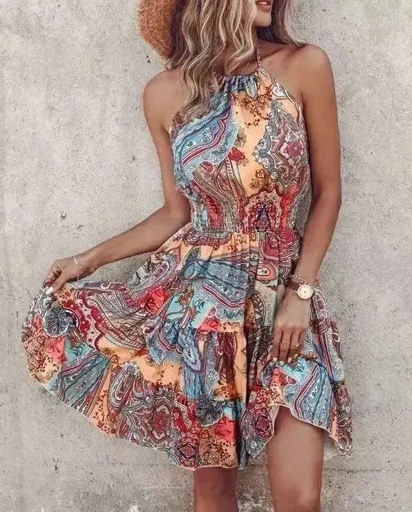 Unbranded Dresses Halter Neck Printed Swing Dress — 26