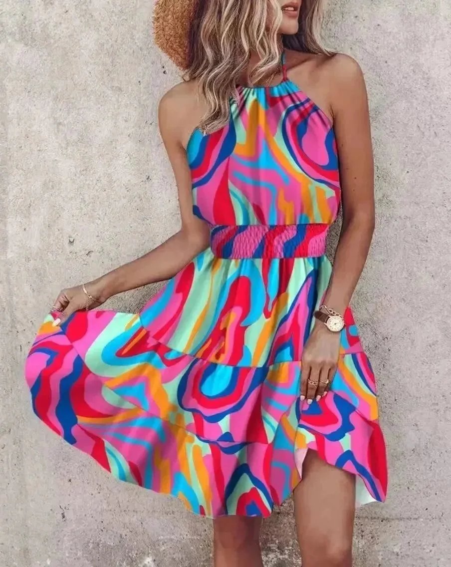 Unbranded Dresses Halter Neck Printed Swing Dress — 24