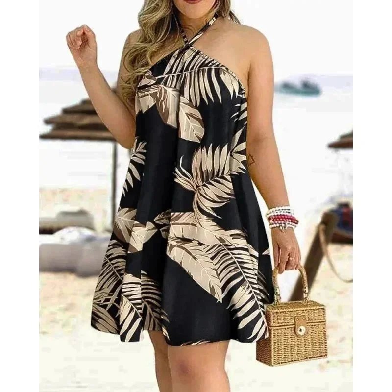 Unbranded Dresses Halter Neck Printed Swing Dress image 2