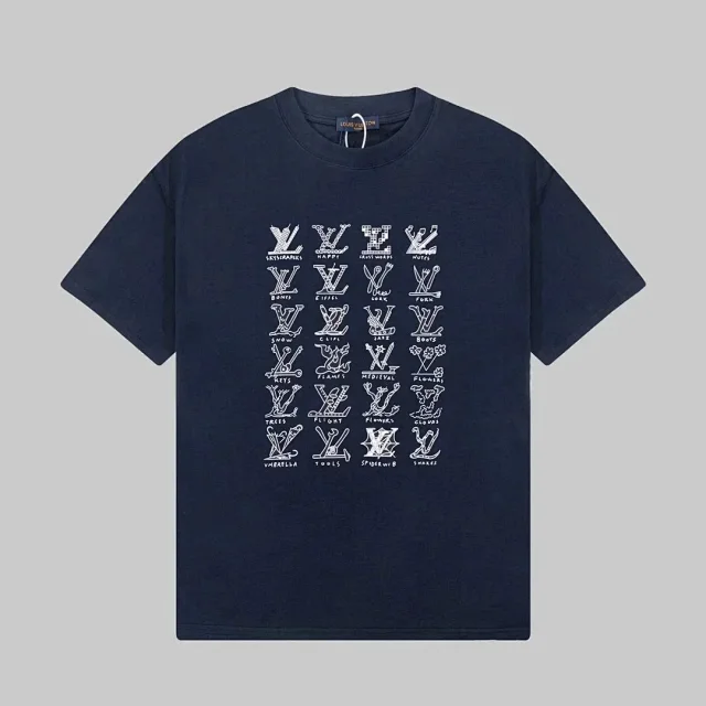 Louis Vuitton T-Shirts Short-Sleeve Graphic Logo Print product detail image 1