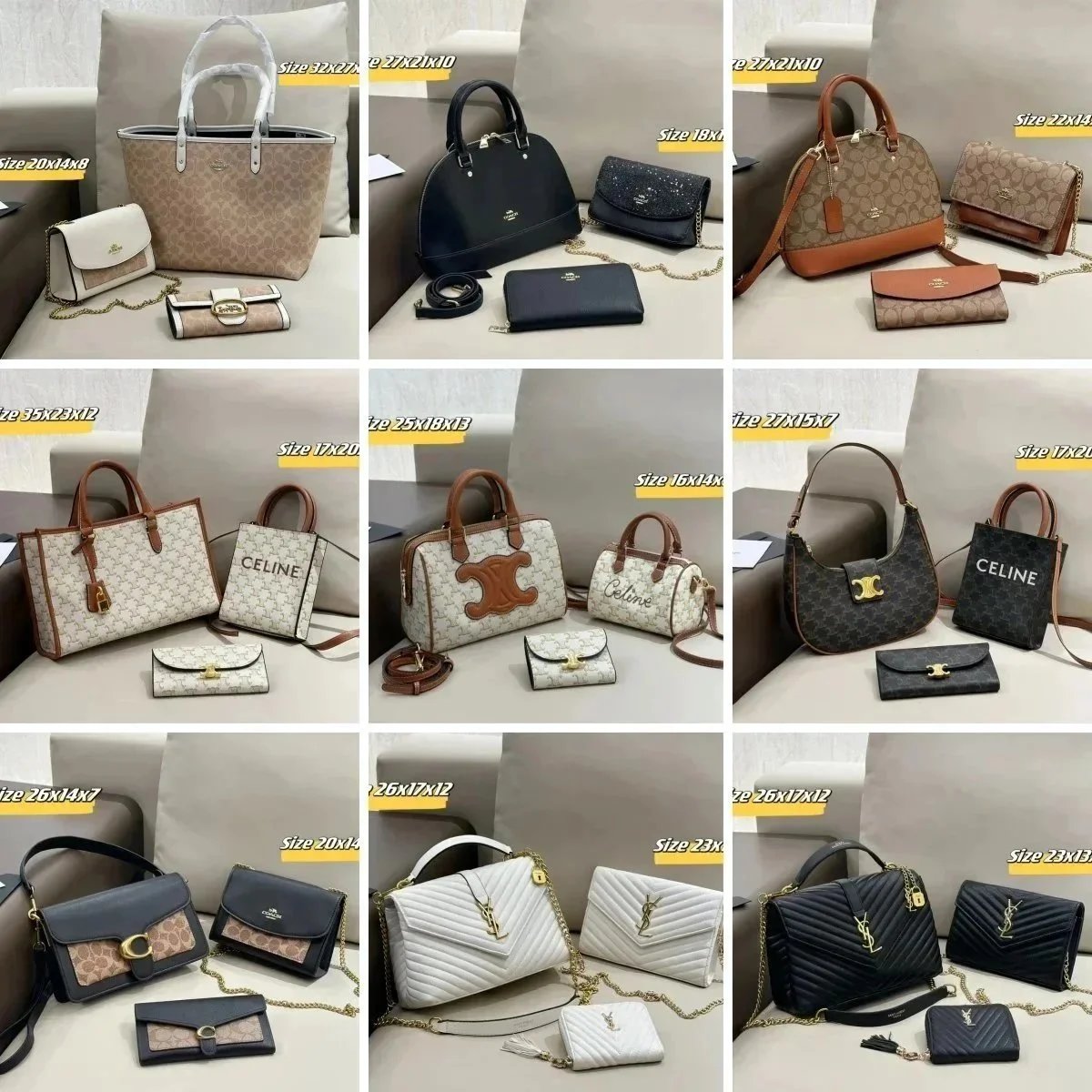 Coach Signature Tote, Celine Triomphe & Box, YSL Loulou & Kate Handbags Collection [40 styles]