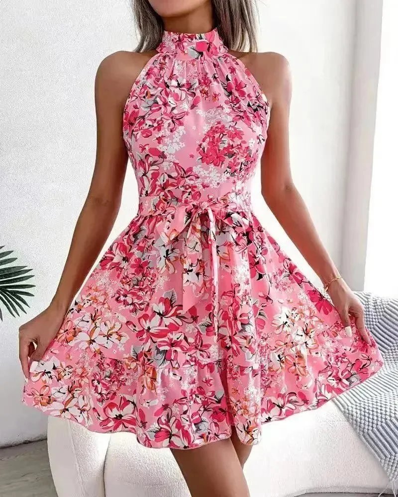 Unbranded Dresses Halter Neck Printed Swing Dress — 40
