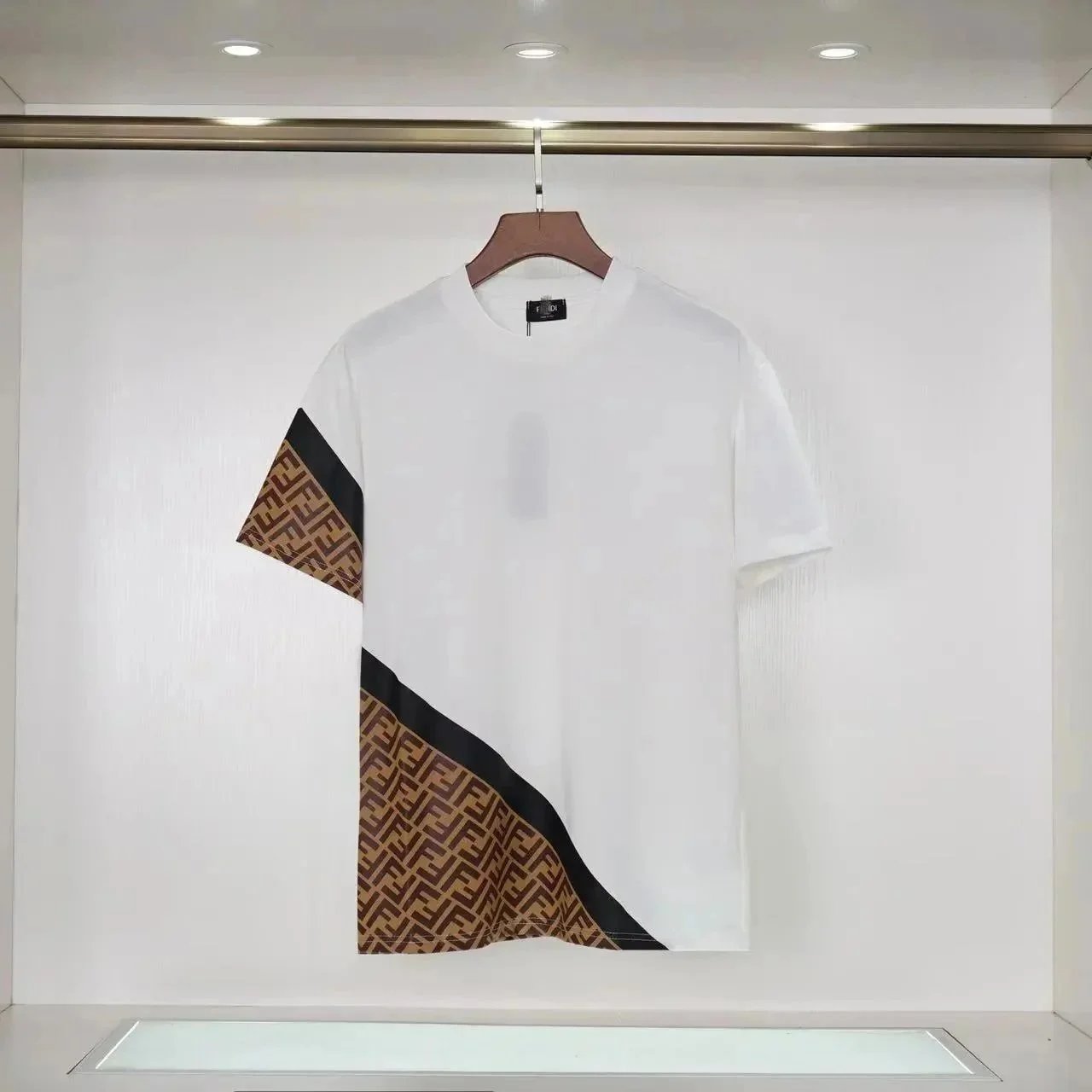 Fendi T-Shirts Short-Sleeve Color-Block FF Motif T-Shirt image 5