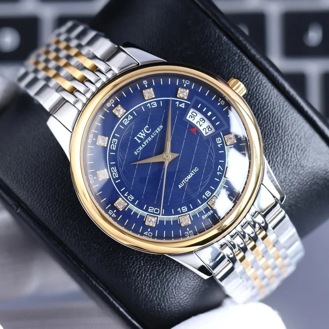 IWC Watches Automatic Date Watch with Crystal Hour Markers — 7