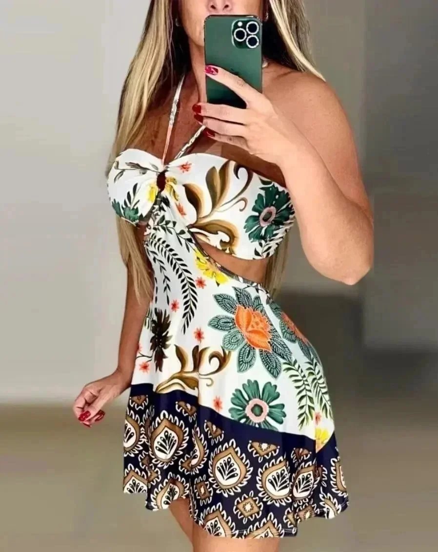 Unbranded Dresses Halter Neck Printed Swing Dress — 27