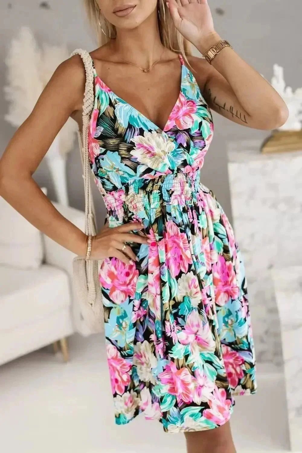 Unbranded Dresses Halter Neck Printed Swing Dress — 34