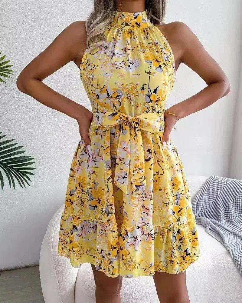 Unbranded Dresses Halter Neck Printed Swing Dress — 38