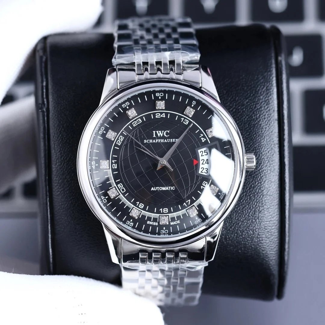 IWC Watches Automatic Date Watch with Crystal Hour Markers — 01