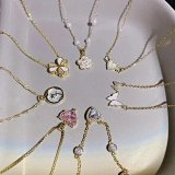 Gold-Plated Enamel & Crystal Pendant Necklaces [18 styles]