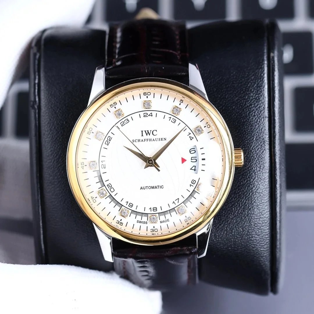 IWC Watches Automatic Date Watch with Crystal Hour Markers — 6