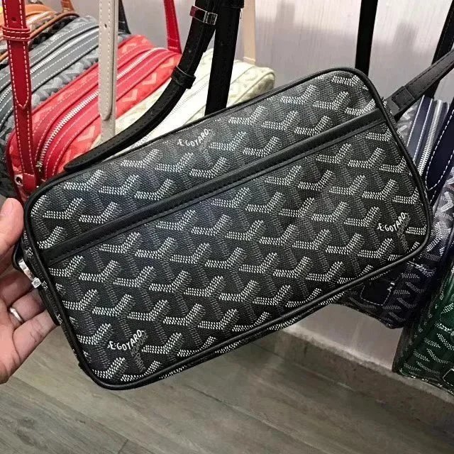 Goyard Crossbody Bags Goyardine Monogram Zip Bag — Black