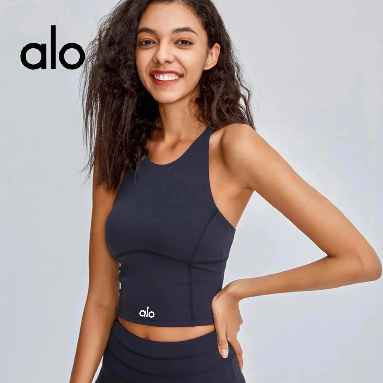 Alo Underwear Longline sports bra with racerback-style shoulder cut image 2