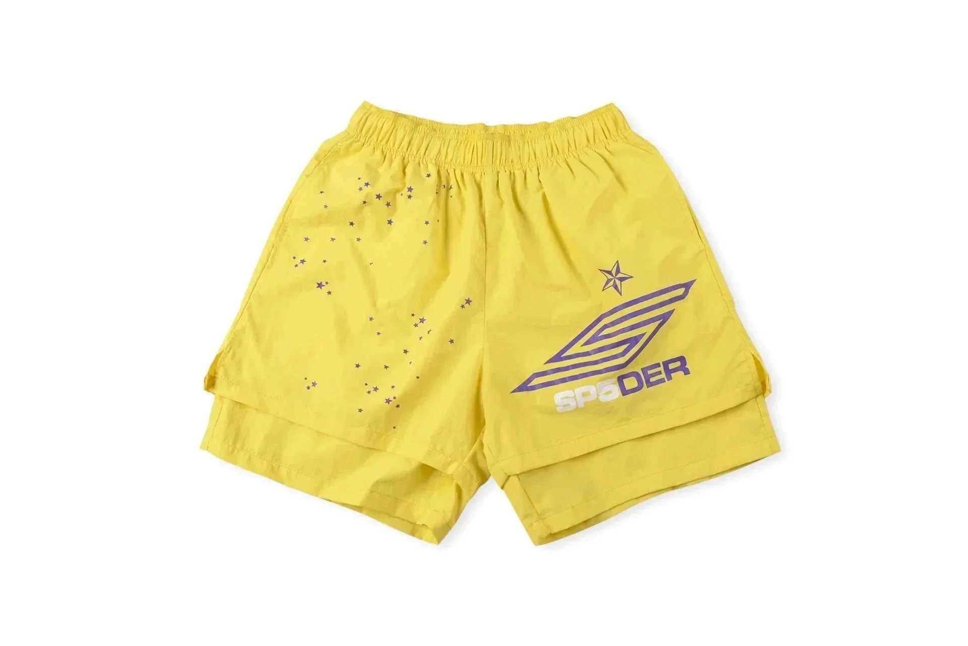 Sp5der Shorts Elastic-Waist Chenille Number Patch — 18