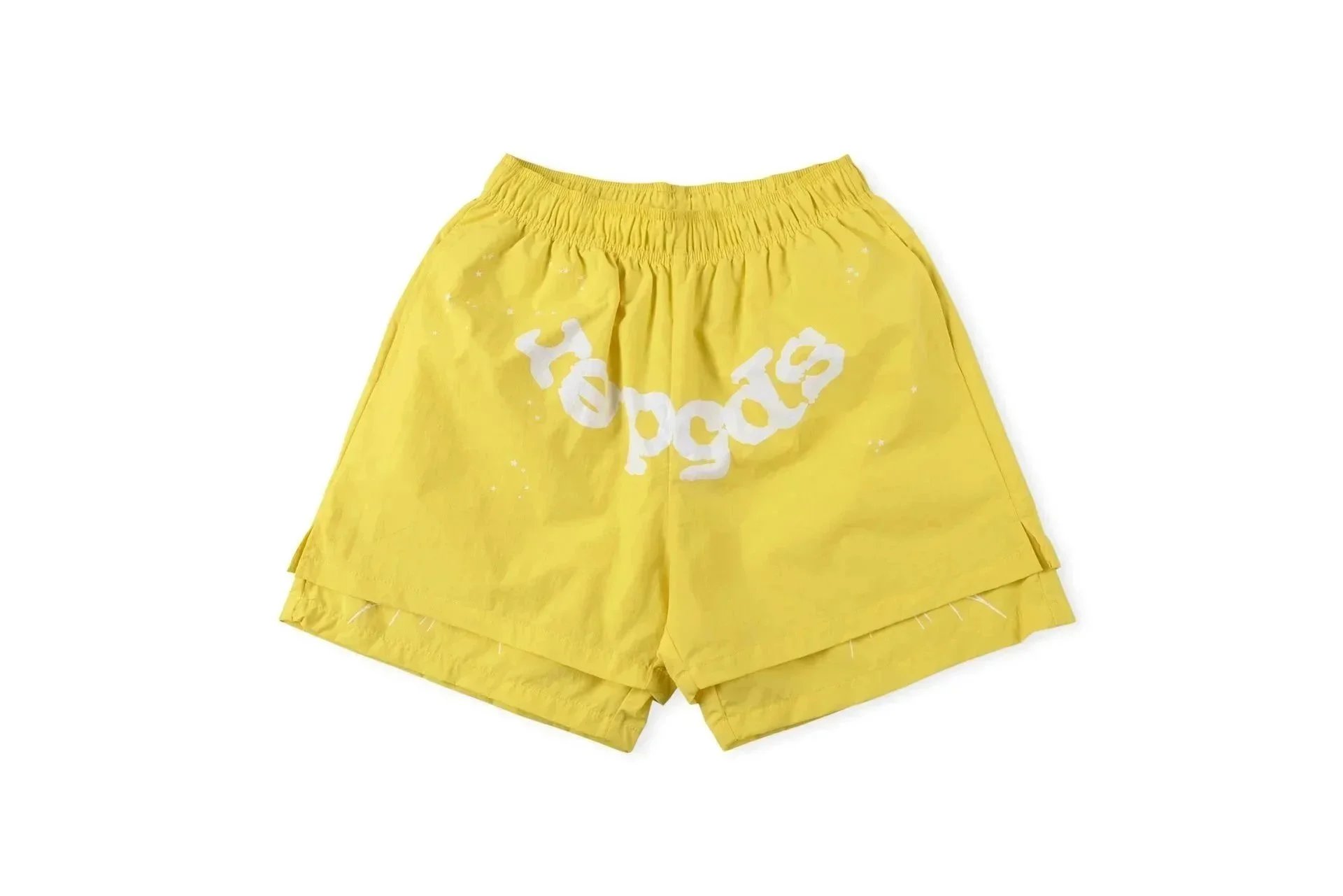Sp5der Shorts Elastic-Waist Chenille Number Patch — 09