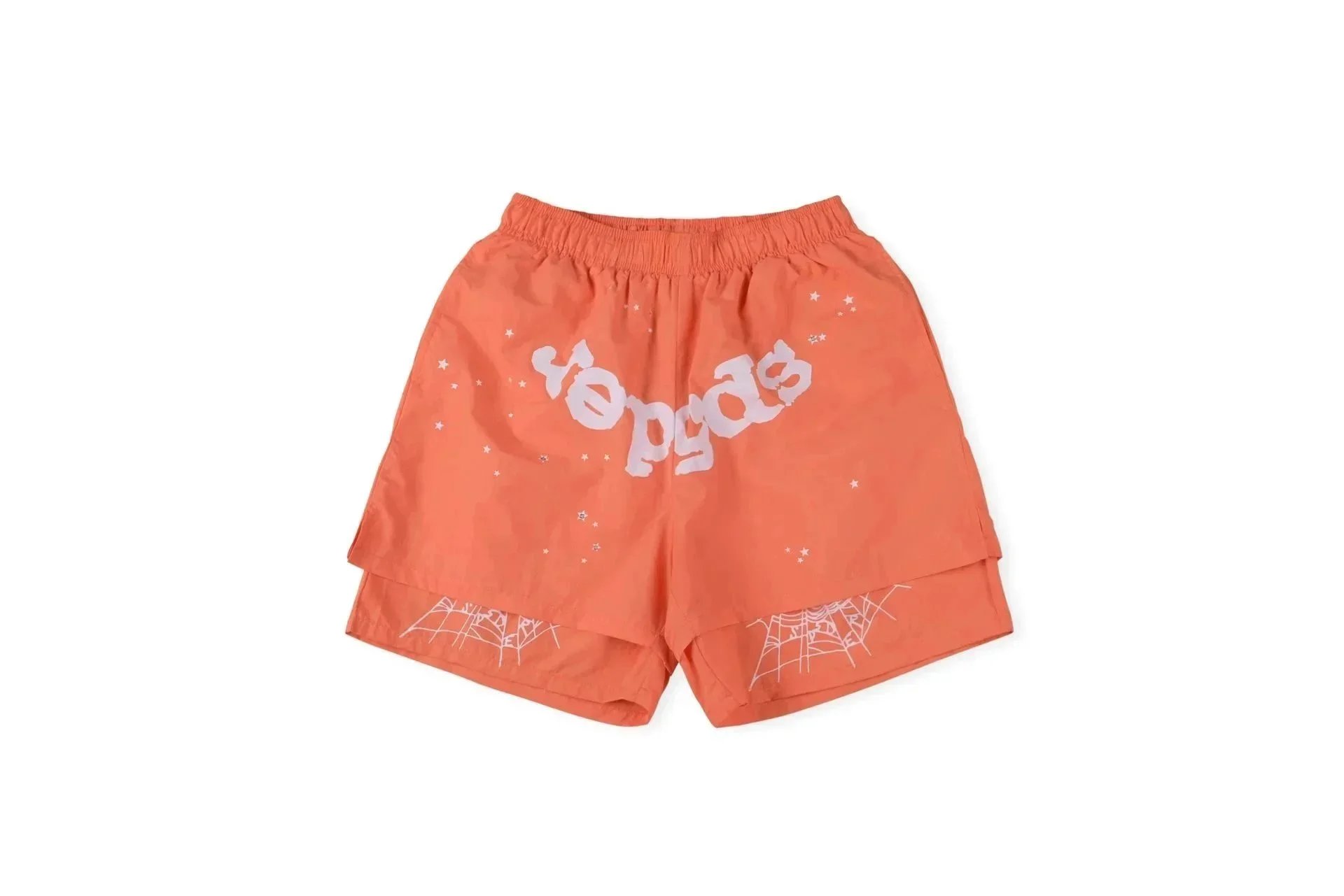 Sp5der Shorts Elastic-Waist Chenille Number Patch — 13