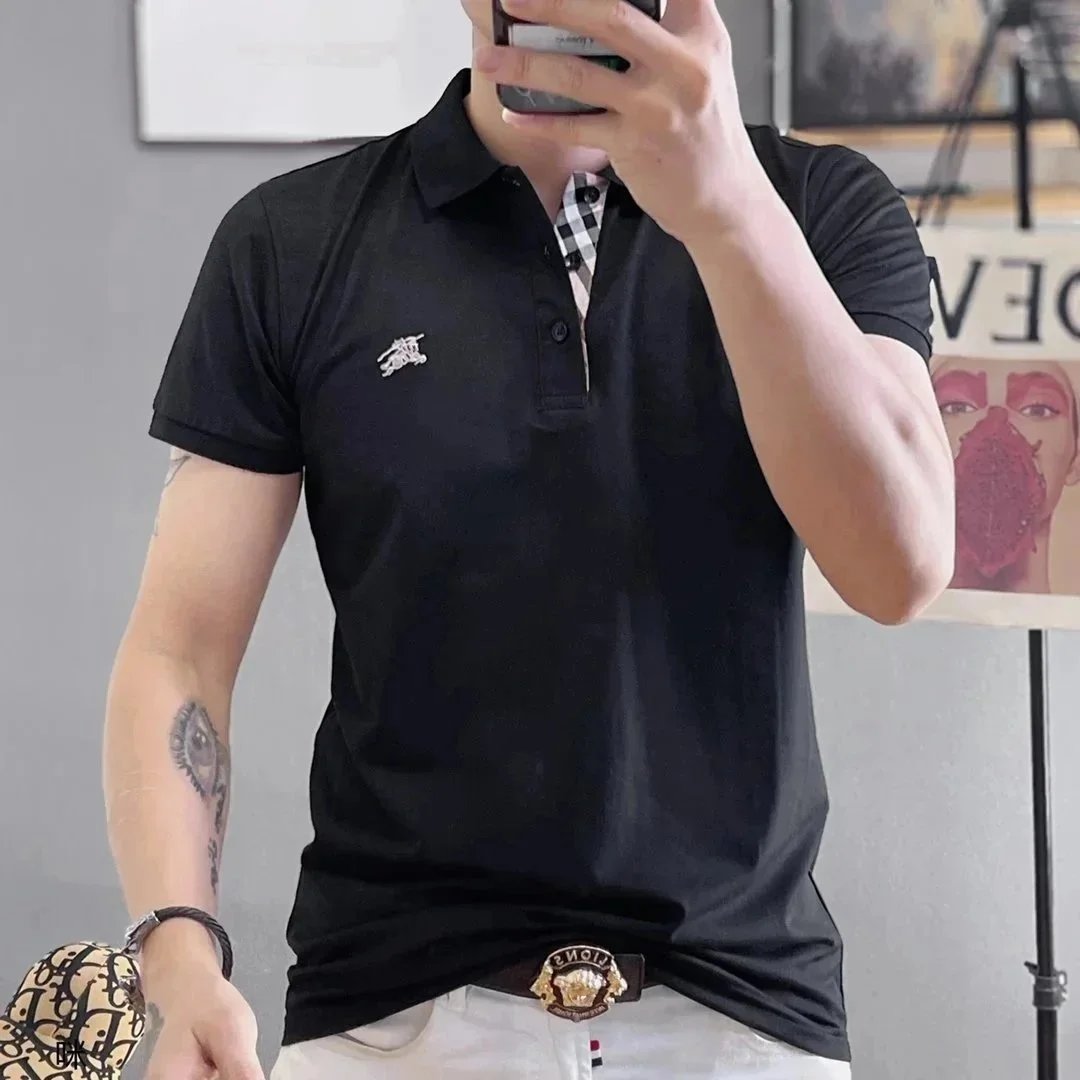 Burberry T-Shirts Short-Sleeve Polo Shirt with Contrast Trim and Embroidered Logo image 13