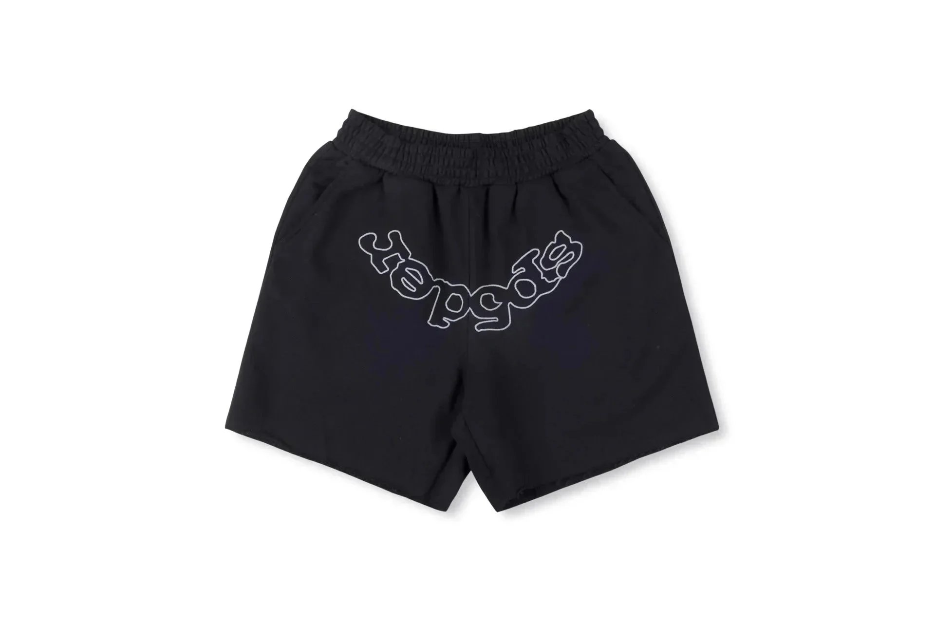 Sp5der Shorts Elastic-Waist Chenille Number Patch — 21