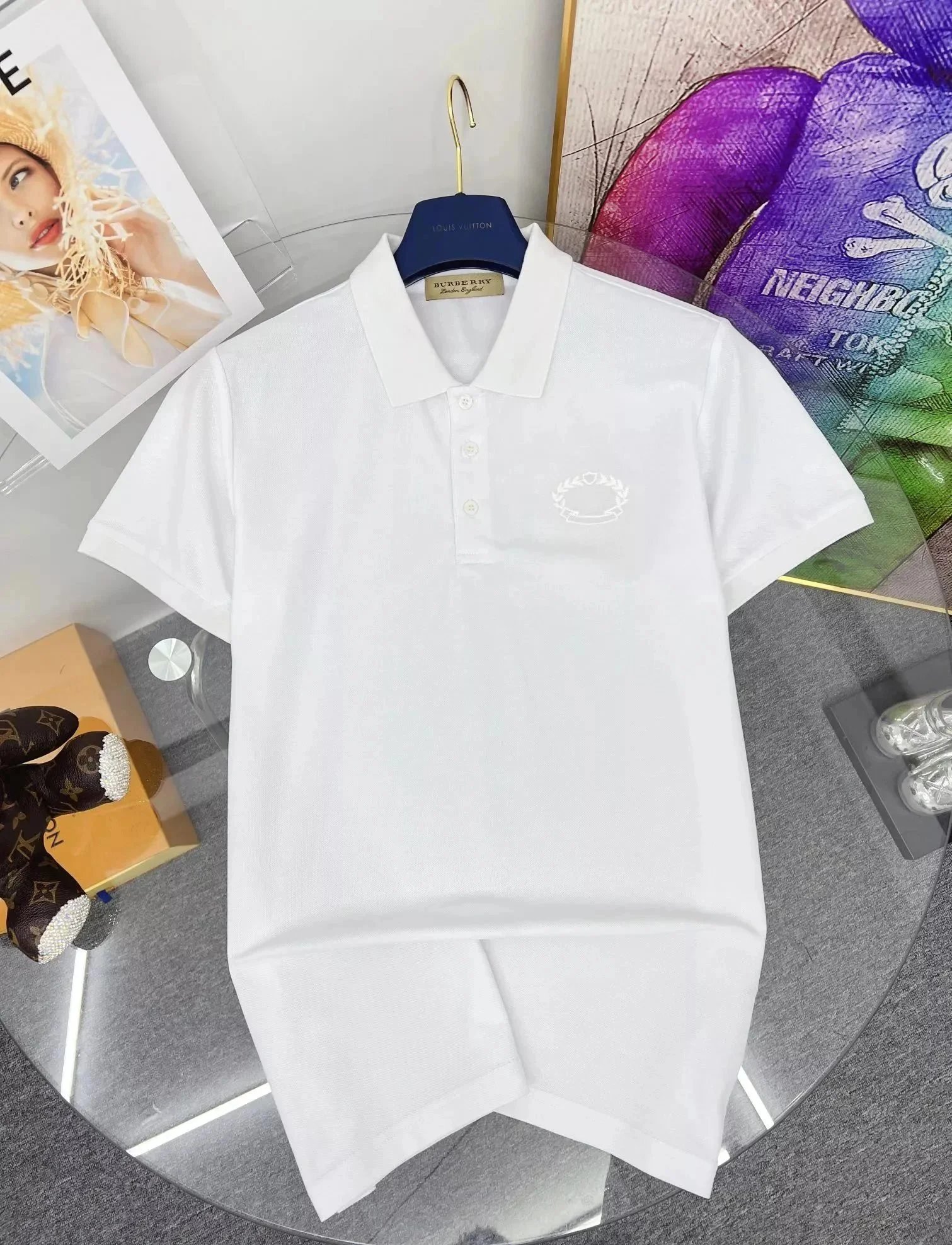 Burberry T-Shirts Short-Sleeve Polo Shirt with Contrast Trim and Embroidered Logo image 9